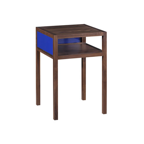 Lacquer and Walnut Two Tier Side Table
